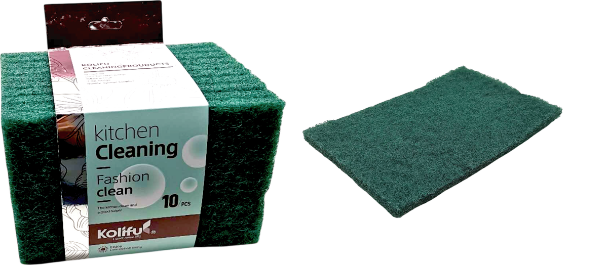 Esponja verde Kolifu - 10 piezas, 15 x 10 cm
